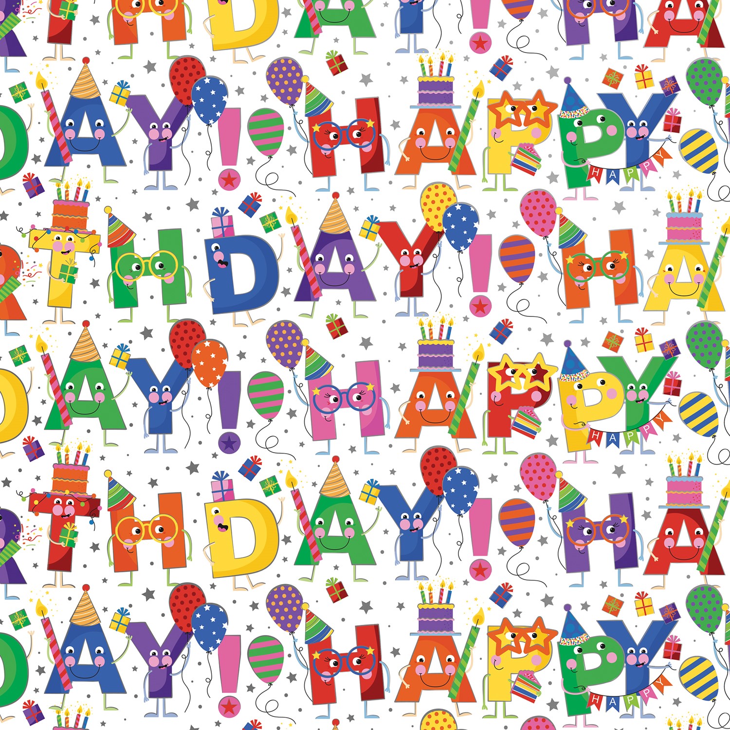 24" x 208' (quarter ream)  - B417 - Birthday Characters B417.24.208