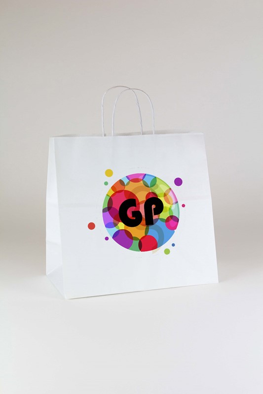 White Kraft Paper Shopping Bags - 250 Case