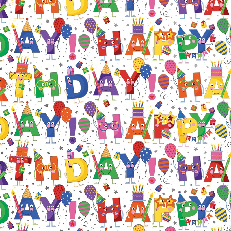 24" x 208' (quarter ream)  - B417 - Birthday Characters B417.24.208