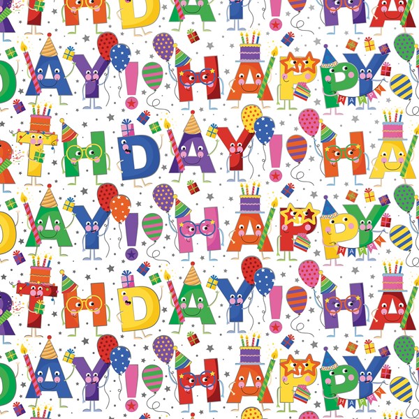 24" x 417' (half ream) -   B417 - Birthday Characters